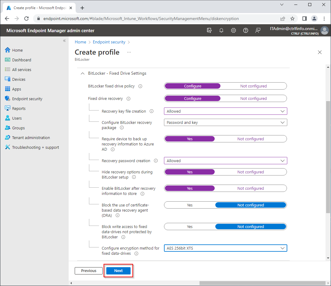 Silently enable BitLocker using a Disk Encryption Policy with Microsoft
