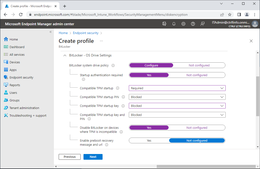 Silently enable BitLocker using a Disk Encryption Policy with Microsoft