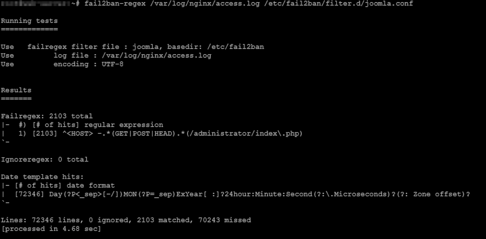 Configure fail2ban custom filter and jail to block Joomla brute force login attacks